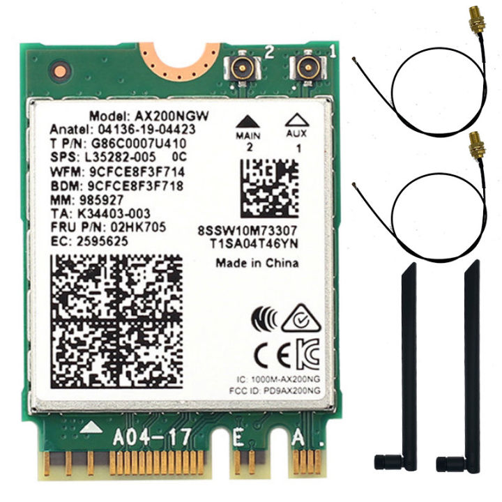 Intel%20AX200%20NGW%20802.11ax/ac%20MU-MIMO%202x2%20Wifi%20module%20NGFF%20M.2%20Bluetooth%205.1%20Network%20Card%20%20Dual%20band%202.4Gbps%20Intel%20Wi-Fi%206E%20AX200%20-%20Image%204
