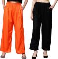 Set of 2 Solid Cotton Relaxed Women Plazo Pants Wear For Ladies. 