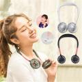 New Hanging Neck Fan, Outdoor Wearable Lazy Sports Fan Usb Charging Portable Double Head Fan.
