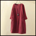 Versatile Tunic dress Fashionable Stylish Oversize Corduroy dress Comfortable With pockets Long sleeve dress for Casual wear dress Autumn/winter fashion Women's fashion Day-to-night outfit.