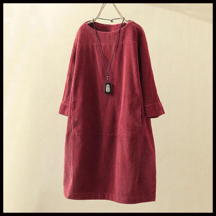 Versatile%20Tunic%20dress%20Fashionable%20Stylish%20Oversize%20Corduroy%20dress%20Comfortable%20With%20pockets%20Long%20sleeve%20dress%20for%20Casual%20wear%20%20dress%20Autumn/winter%20fashion%20Women's%20fashion%20Day-to-night%20outfit%20-%20Image%203