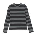 Women Knit Basic Shirt Autumn Casual Grey Black Striped Long Sleeve Round Neck Tops Club Streetwear. 