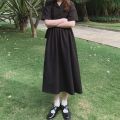 College Style Dress over the Knee Student Sweet Mori Girls Suit Collar Korean Style Slimming Mid-LengthaWord Skirt Summer.