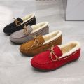 Gommino Female Winter Fleece-lined 2024 New Fur Shoes Female Outdoor Non-Slip One Pedal Loafer Snow Cotton Boots.