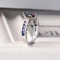 Bague Ringen Trendy Ring For Women With Rainbow Stone Artificial Topaz Fashion Jewelry Party Fine Female Gift Size 6-10.
