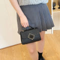 Women's Bag Square Block Lock Buckle Single Shoulder Square Chain Stripe Embossed Casual Simple Handheld Diagonal Straddle Bag.