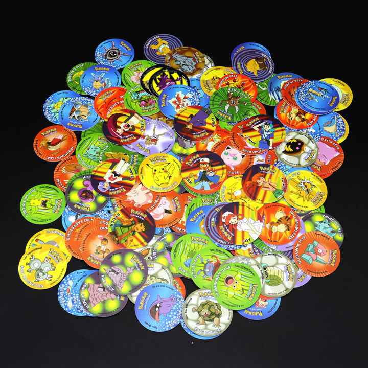 30pcs Ash Ketchum Tazos Pokemon Starter Pokemon Taps Collection Card Pikachu Trainer Round Pogs Cheetos Chipitaps 1st Edition MuXiaRe