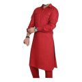 Stylized  Cotton Red Color Semi Long Kabli Set  for Men. 