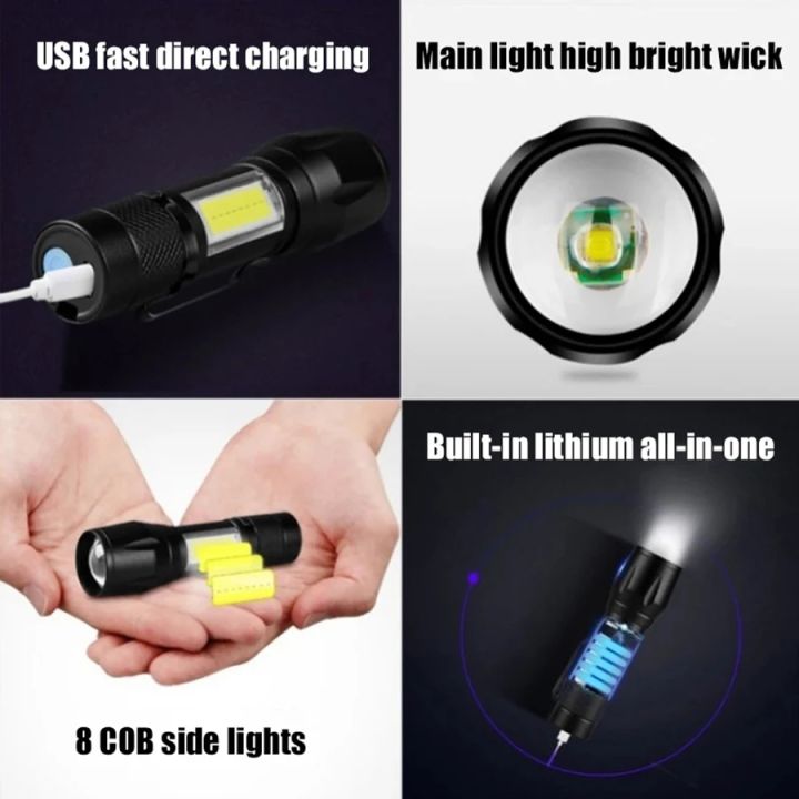 USB%20Rechargeable%20COB%20LED%20Flashlight%20High%20Power%20Zoomable%20Mini%20Torch%20With%20Pen%20Clip%20Outdoor%20Camping%20Emergency%20Tactical%20Flashlights%20-%20Image%202