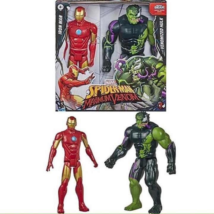 Iron Man Vs. Venomized Hulk Action Figure,Titan Hero Spider-Man Maximum Venom Series 2-Pack - Iron Man vs Venomized Hulk Series