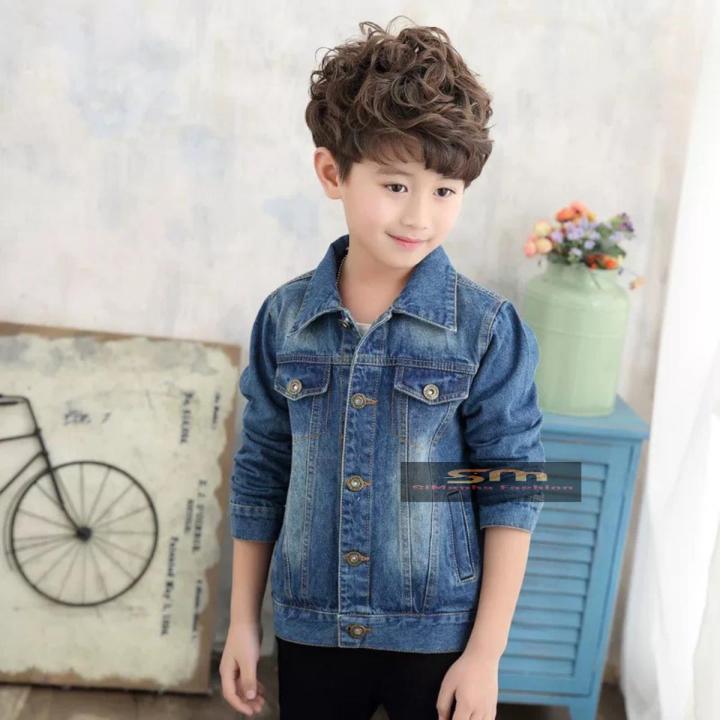 Non stretch winter denim jacket for boys girls