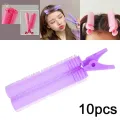 10PCS Hair Bangs Curling Clips, Easy to Use with Bangs Effect Washable Reusable Hair Curler for DIY Hair Styling ,Hairdressing ,Women, Lazy People , Purple. 