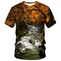Beach scene T shirt for men tops 3D tropical rain forest print T-shirt summer tee shirts womens clothing funny kids short sleeve. 