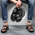 2024 Summer Sandals Genuine Leather Men's Open Toe Beach Shoes King Size Soft Leather Sandals Size 45 46 Size 47 Size 48. 