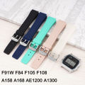 Watch Band Strap Replacement For C/asio Black PU Resin Wrist Strap 18mm F91W F84 F105 F108 A158 A168 AE1200 A1300 Watch Accessories.