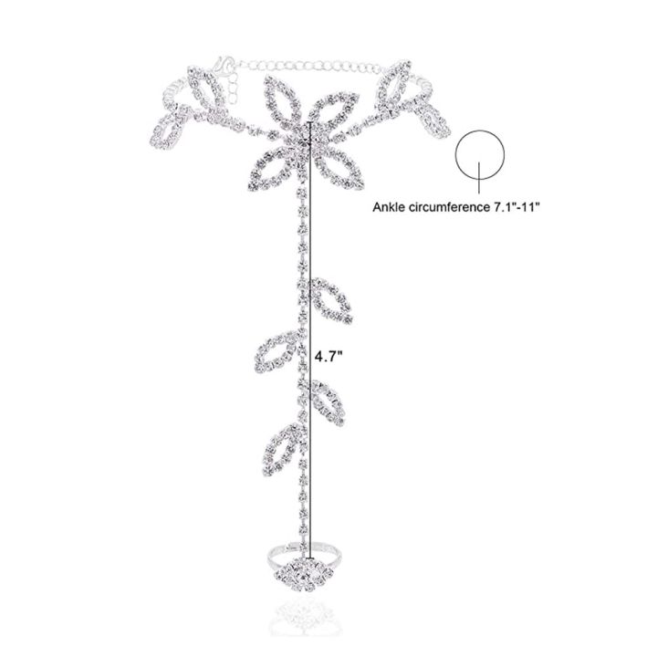 Stonefans%20Summer%202Pcs%20Set%20Rhinestone%20Leaf%20Finger%20Anklet%20for%20Women%20Luxury%20Silver%20Color%20Leaf%20Hand%20Harness%20Bracelet%20Jewelry%20Gift%20-%20Image%204