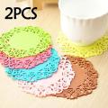 2Pcs Silicone Placemat High Temperature Resistant Thickening Anti-Scalding Insulation Pad (Multicolor).