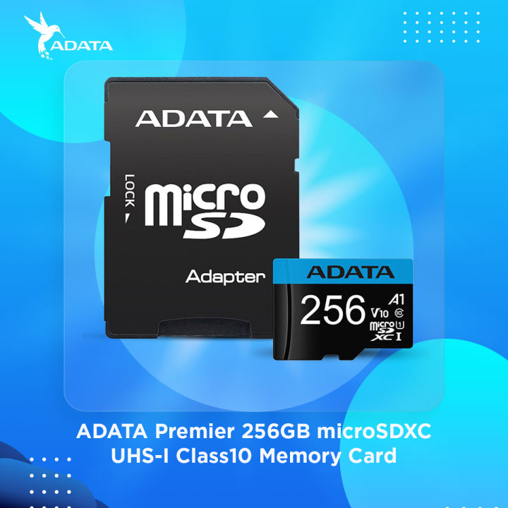 ADATA Premier 256GB microSDXC UHS-I Class10 Memory Card with Data Transfer up to 100MB/s, Class 10 and V10 - Supports Full HD Video and Compatibility Across Multiple Devices