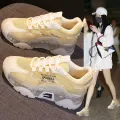 Bag Heel Sneakers2022New Women's Autumn Breathable Jelly Bottom Women's Shoes Height Increasing Insole Yellow Clunky Shoes Mesh Shoes. 