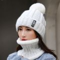 Winter Hat Womens Beanie Hats Thick Warm Skullies Winter Knitted Women Hat Letter Bonnet Beanie Cap Outdoor Riding Hat Scarf Set. 