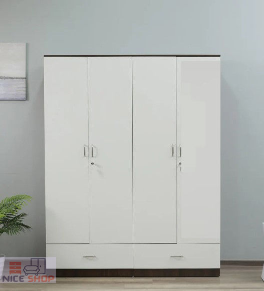 Frosty%20White%20Mirage%204-Door%20Wardrobe,Partex%20MDF%20Laminated%20Board%20Almirah%20with%20clothes%20storage%20hanger%20shelf%20and%201%20lock%20cabinet,%202%20large%20Drawer%20for%20multipurpose%20use%20Cloths%20storage%20box%20shelve%20almira,%20Nice%20shop%204%20Part%20Wardrobes%20Almirah72/48%20-%20Image%204