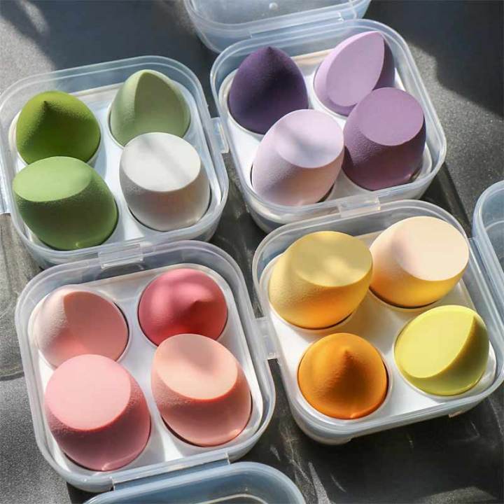 4pcs Beauty Egg Makeup Blender with Box Cosmetic Puff Makeup Sponge Cushion Foundation Powder Sponge Beauty Tool Women Make Up Accessories