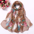 Summer sunscreen silk scarf, seaside beach scarf, wholesale long ladies silk scarf, Korean version thin silk scarf, scarf, big rose. 
