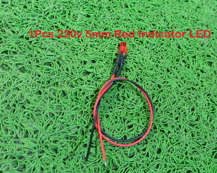 220V RED 5mm LED Light Indicator Light Bulbs 220V 5mm Red LED Light Bulbs 220V Indicator With Cables 110-220V 5mm Welding Line Indicator Signal LED Light Emitting Diodes