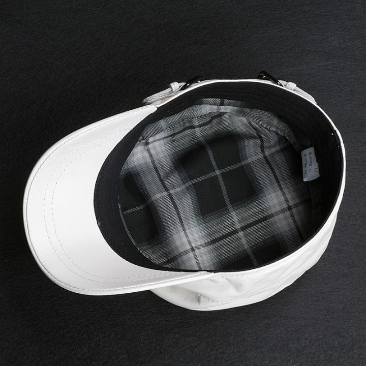 Leather%20Flat%20Top%20Military%20Hat%20Fully%20Enclosed%20White%20Men's%20And%20Women's%20Casual%20Outdoor%20Shopping%20%20Caps-white%20-%20Image%205