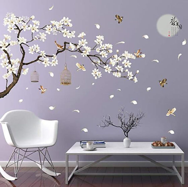 3D wall Sticker Self adhesive for Home decor - white flower tree branch