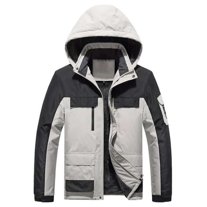 Men's Waterproof Hooded Jacket Men's Thickened Warm Jacket Windproof 9XL Oversized Men's Winter Jacket Fleece Thickened Jacket