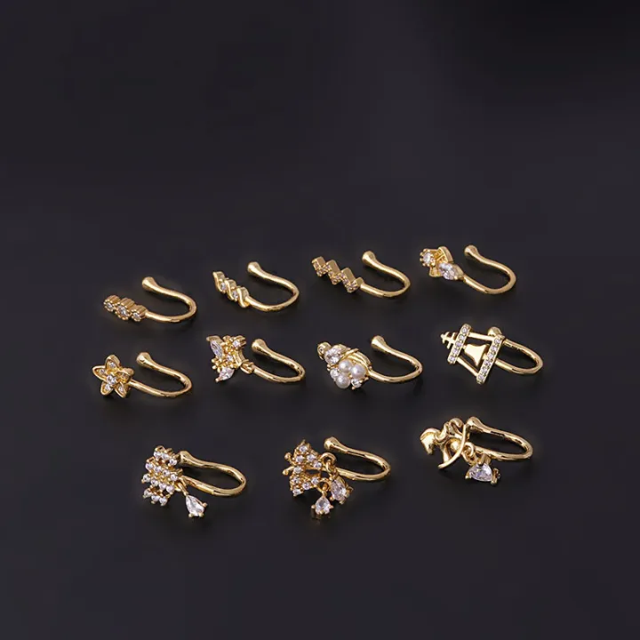 New%201PC%20Imitation%20Pearl%20Zircon%20Non%20Pierced%20Nose%20Cuff%20Nose%20Rings%20for%20Women%20Fashion%20Gold%20Color%20Non-piercing%20Nose%20Piercing%20Jewelry%20-%20Image%204