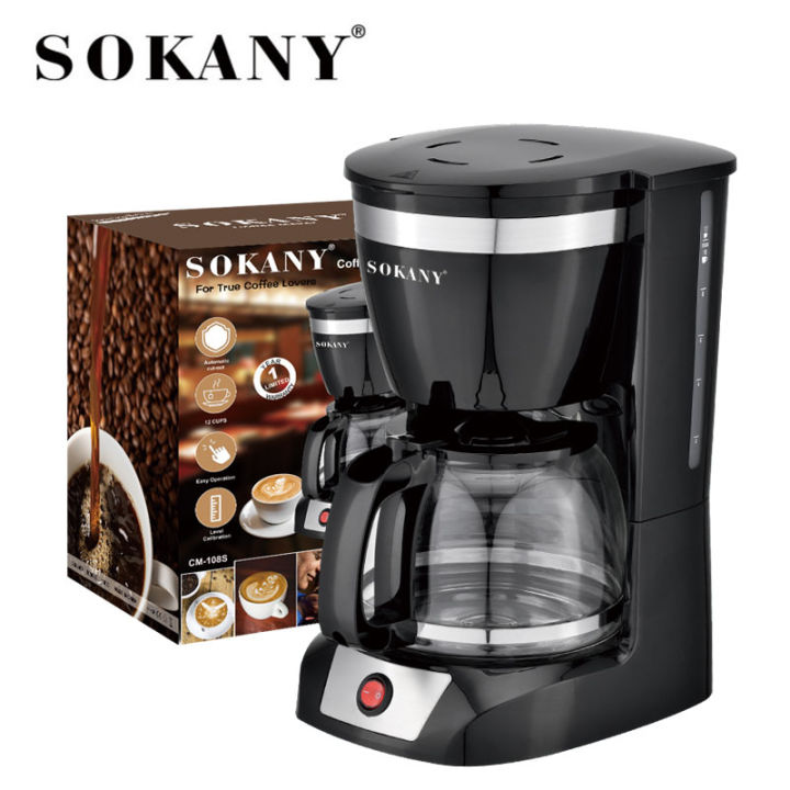 Sokany CM 108S Coffee maker Coffee Machine, 950W, 1.5L, 12 cup Coffee capacity, anti-drip function, keep warm function, high quality coffee maker Coffee Machine