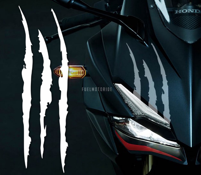 2pic Bike Headlight Sticker-Scratch Headlight (White) Single/(Waterproof and Premium Quality)/monster sticker for bike - bike stickers