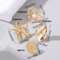 Enacolor 4Pcs/Set Retro Gold Irregular Alloy Flowers Ring Set Joint Rings for Women Exaggeration Jewelry Accessories Gifts.