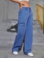 Verbalstyle Women Trendy Cargo Bell Bottom 6 Pocket Jeans .Trendy Cargo Bell Bottom Jeans for Women & Girls. 