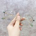 Korean Fashion Retro Anti-Blue Light Glasses Metal Round Frame Women Girls Elegant Eyeglasses Computer Eye Protection Spectacles.