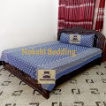 Cotton Fabric (সুতি পাতলা কাপড়) Printed 7.5 by 8 Feet Double King Size Bedsheet Set with Two Pillow Covers by Nokshi Bedding - Bed Sheet. 