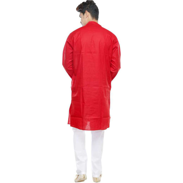 Cotton%20Panjabi%20for%20Man%20-%20Red%20-%20Image%203