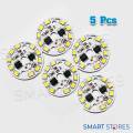 AC 220V LED lamp plate 5W round driverless Smart IC bulb lamp For DIY White LED Floodlight Spotlight (5pcs). 