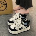 Good-looking Niche Platform White Shoes Female 2024 Spring and Summer New Height Increasing Casual All-Matching round Toe Bread Board Shoes. 