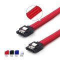 2 Pcs 50CM SATA 3.0 III SATA3 7Pin Data Cable 6Gb/S SSD Cables HDD Hard Disk Data Cord with Nylon Sleeved Premium Version (Black & Red).