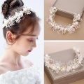Bridal Crown Hair Jewelry Wedding Tiara With Pearls Flowers Wedding Accessory. 