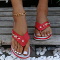 Non-Slip Thick-Soled Wedges Sandals for Women, Flip-Flops, Beach Shoes, Summer Slippers, New, 2024.