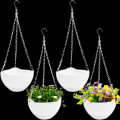 4 Pcs 8 inch Hanging Planter Pots,Self-Watering Round Hanging Basket with Water Tray and Metal Chain,Succulent Flower Plant Pot Container for Indoor Outdoor Garden Balcony Wall Decor,White. 
