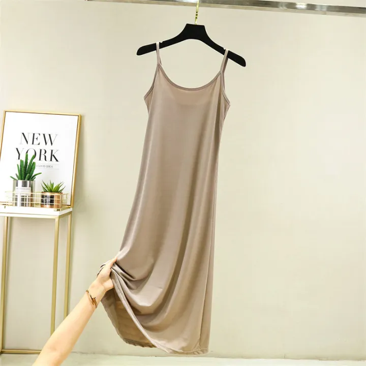Ice%20Silk%20Suspender%20Skirt%20for%20Women%20Summer%20Inner%20Wear%20Bottoming%20Skirt%20Plus%20Size%20Plus%20Size%20Ladies%20High%20Waist%20Slim%20Looking%20Dress%20Loose%20Long%20Dress%20-%20Image%202