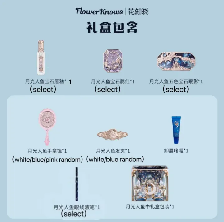 Flower%20Knows%20Moonlight%20Mermaid%20Cosmetics%20Eyeshadow%20Blusher%20Lip%20Gloss%20and%20Eyeliner%20Pen%20Set%20FeeoiF%20-%20Image%202