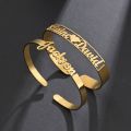 Custom Bangle Stainless Steel For Women Personalized Name Bracelet Letter Customized Charm Cuff Bangles Gold Infinity Jewelry.