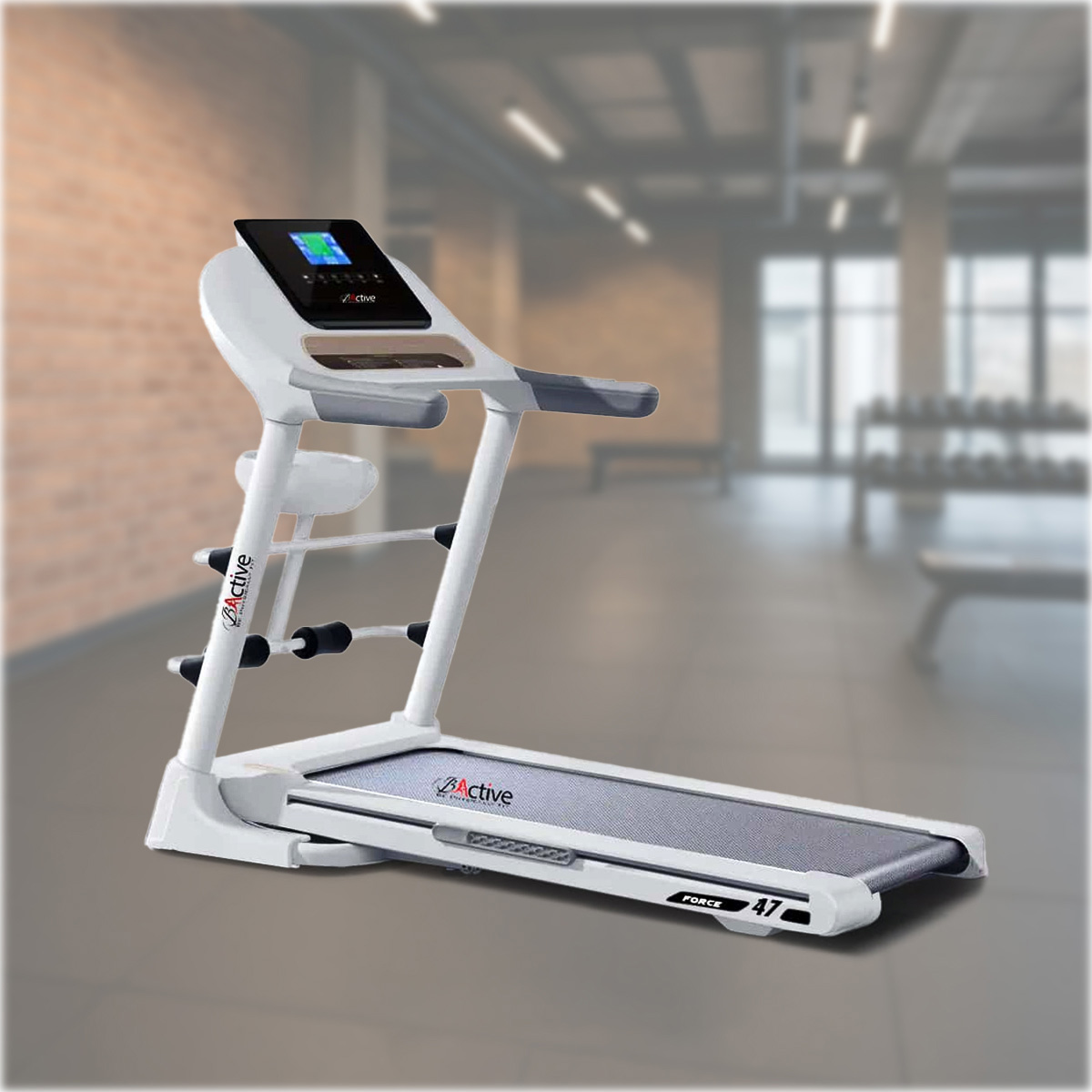 Model A7 treadmill 5in1-white3.5 h p AC,High Quality Foldable 3.5HP A C Motorized Treadmill Commercial Gym With Screen.