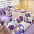 Disney Kawaii Anime Stitch Washed Cotton Four-Piece Bedding Set Mickey Mous Cute Bed Linen Three-Piece Dormitory Set Kids Toys.